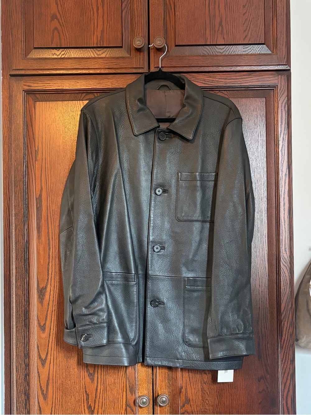 Loro Piana Men's Black Leather Button-Front Jacket